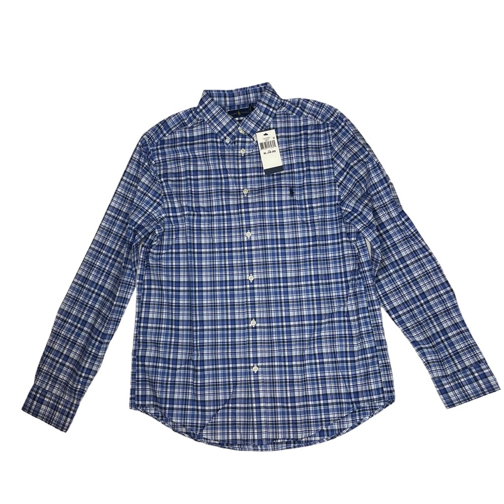 Polo Ralph Lauren Boys Plaid Cotton Shirt Long Sleeve Dress Shirt Size XL 18-20